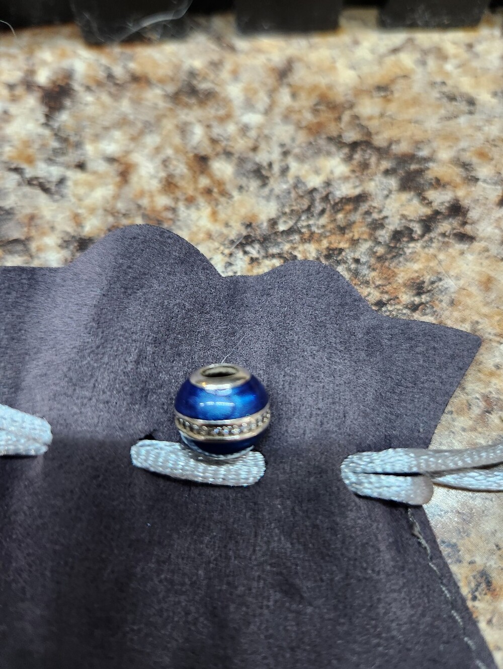 Pandora Blue Enamel CZ SS Orbit Charm- RETIRED